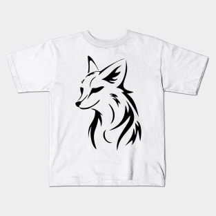 Vector Black and White Fox Kids T-Shirt